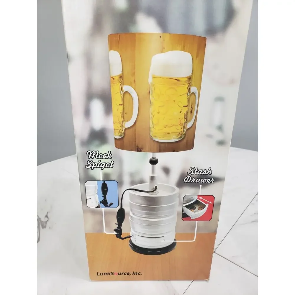 NEW Vintage Beer Keg Table Lamp Mancave Bar Barware Decor Dorm Party Decor Light